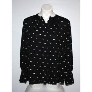 ANN TAYLOR Women's Black Butterfly Blouse Top Size M